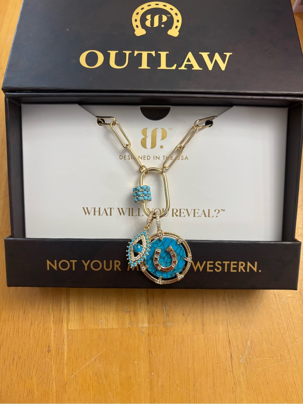 Outlaw Gold-Plated Turquoise Pendant Necklace - Outlaw